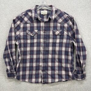 Cody James Shirt Mens XXL Blue‎ Purple Plaid Pearl Snap Flannel Cowboy Western